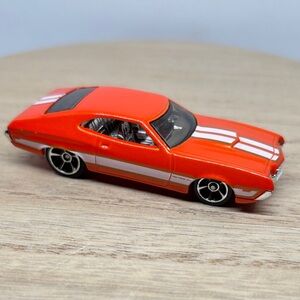 72 Ford Gran Torino Sport Orange Die-Cast Muscle Car White Racing Stripes